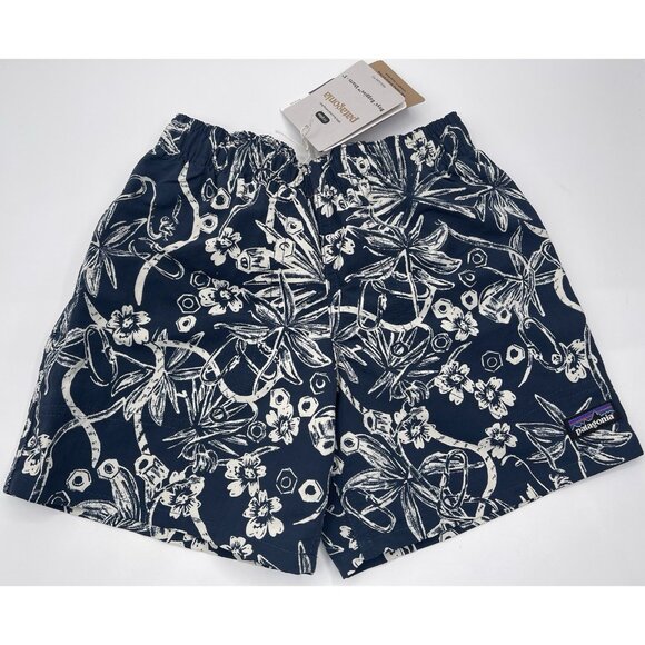 Patagonia Swim Trunks Boys Size XS 5/6 Baggies Blue Floral Lined Pockets